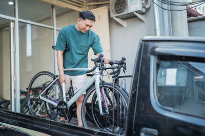 Man riding bicycle