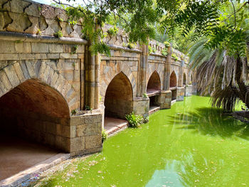 Arch bridge over river