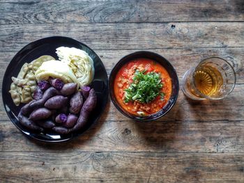 High angle view of food on table