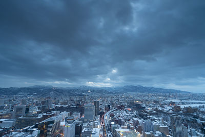 High angle view of townscape against sky
