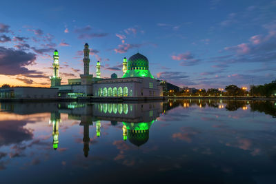 Reflection of light in water at night