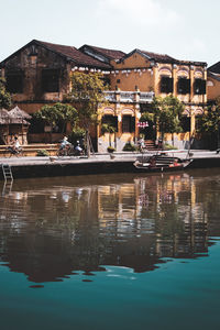 Reflection of buildings in lake