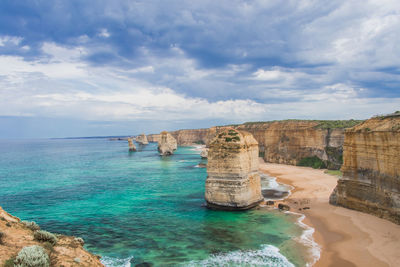 Scenic view of sea against cloudy sky