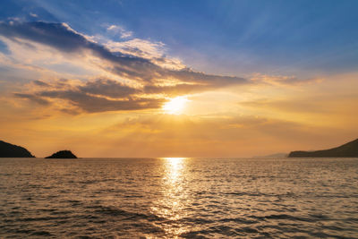 Scenic view of sea against sky during sunset