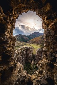 Scenic view of rock formation against sky