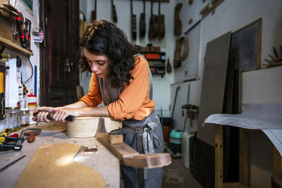 Woman working on table