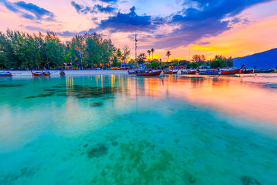 Scenic view of sea against sky during sunset