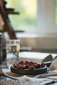 Close-up of dessert in plate on table