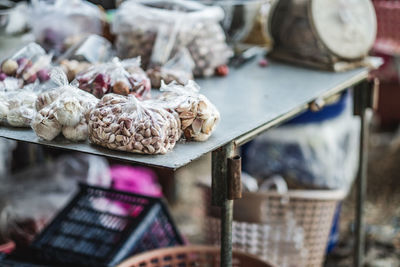 Close-up of food for sale in market