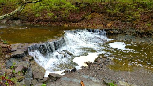 High angle view of waterfall