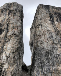 Low angle view of rock formation against sky