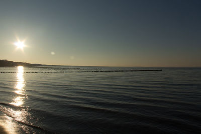 Scenic view of sea against sky at sunset