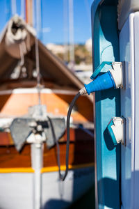 Close-up of machine in boat