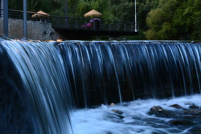 Blurred motion of water flowing from dam