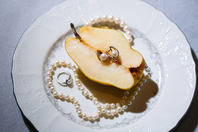 High angle view of cake on plate