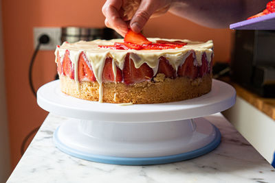 Midsection of cake on table