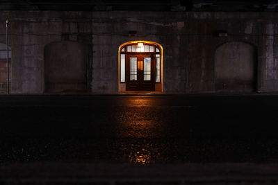 Illuminated entrance of building