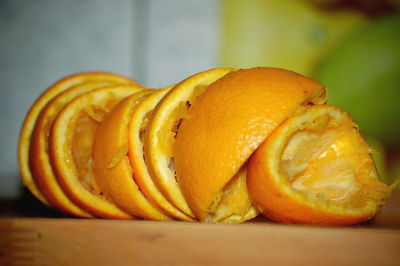 Close-up of orange on table