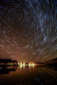 Star trails in sky at night