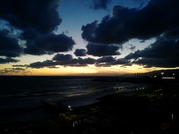 Scenic view of sea against sky at sunset