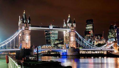 Illuminated city at night