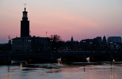 View of river at sunset