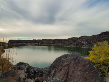 Scenic view of lake against sky