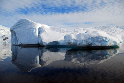 Scenic view of frozen lake against sky