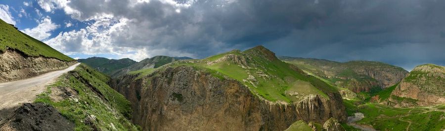 Panoramic view of mountains against sky