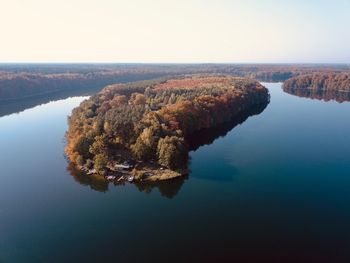 Scenic view of lake against clear sky