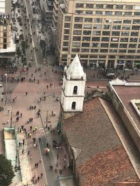 High angle view of buildings in city