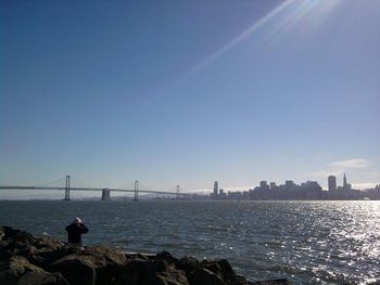 Scenic view of sea against clear sky