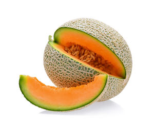 Close-up of cantaloupe against white background