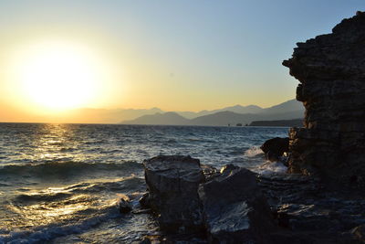 Scenic view of sea during sunset