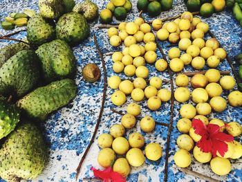 High angle view of fruits in market