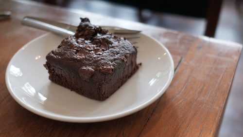 Close-up of dessert in plate on table