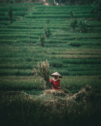 Person standing in field