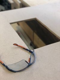 High angle view of eyeglasses on table