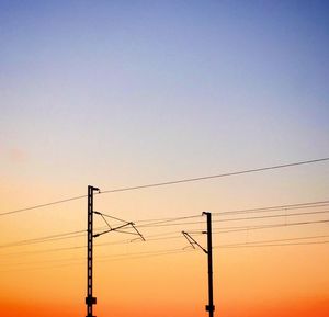 Low angle view of power lines against clear sky