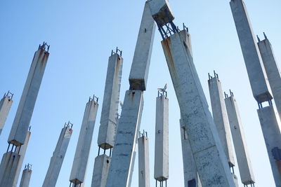 Low angle view of building against clear blue sky