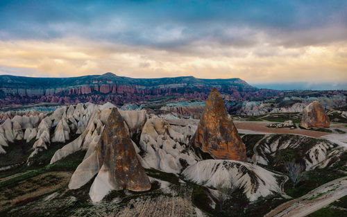 Panoramic view of landscape against sky during sunset