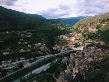 High angle shot of townscape