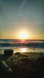 Scenic view of sea at sunset
