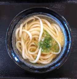 High angle view of soup in bowl