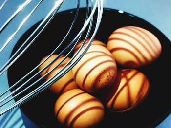 Close-up of eggs in plate