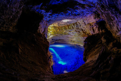 Blue rock formation in cave