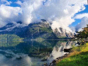 Scenic view of lake against sky