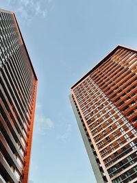 Low angle view of skyscraper against clear sky