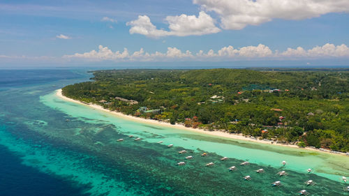 Sandy beach and tropical sea. panglao island, philippines.