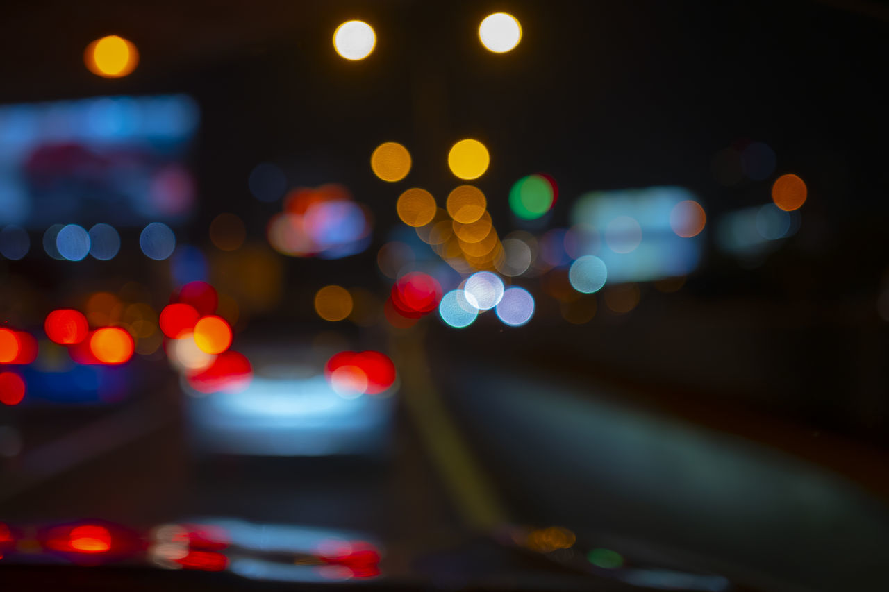 DEFOCUSED IMAGE OF ILLUMINATED CITY